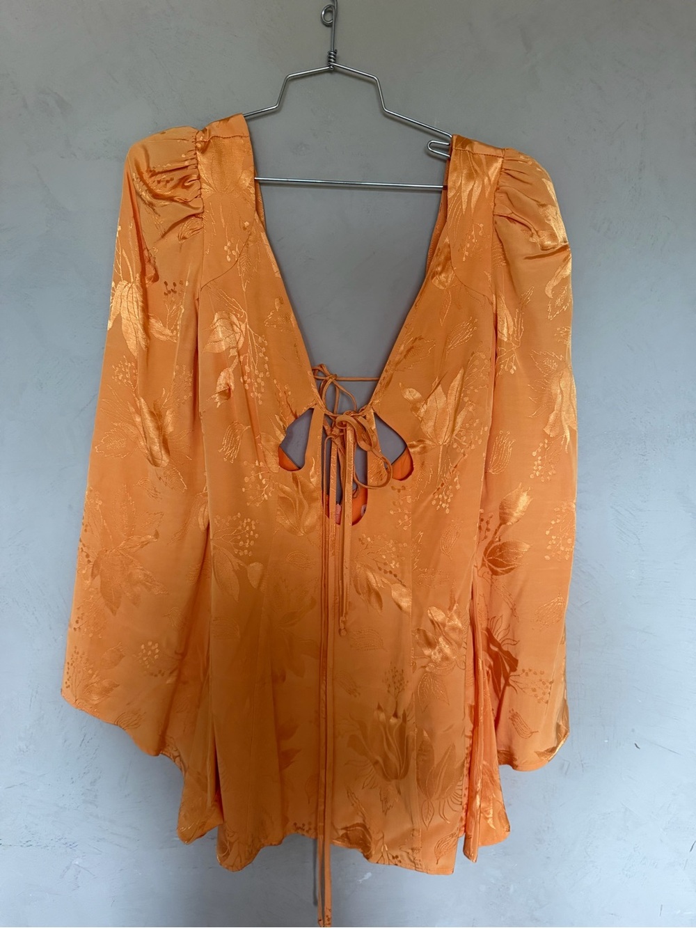 For Love And Lemons Orange Satin Mini Dress with Tie-Back